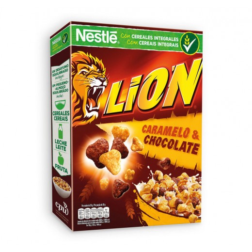 Breakfast cereals with caramel & chocolate "Lion Nestle", 250 g