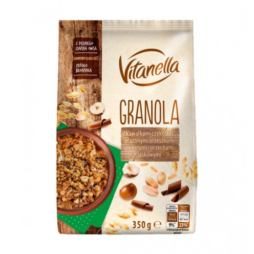 Crunchy granola with nuts & chocolate “Vitanella”, 350 g