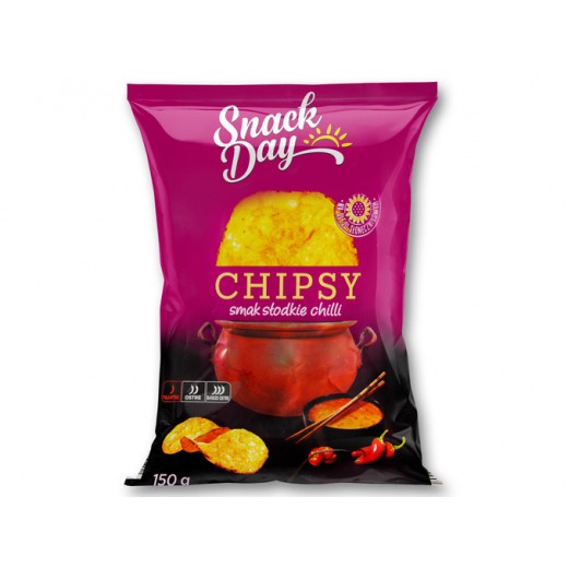 Hand cooked potato chips "Snack day" sweet chili, 150 g