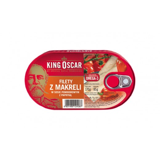 Mackerel fillets in pepper & tomato sauce "King Oscar", 170 g