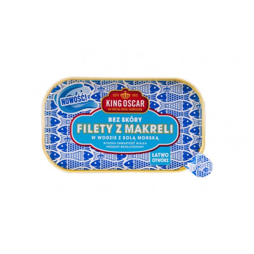 Mackerel fillets in water with sea salt "King Oscar", 110 g