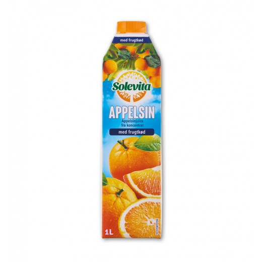100% orange juice with pulp "Solevita", 1 L