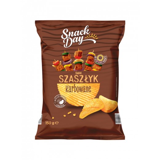 Crinkle cut potato chips "Snack day" BBQ, 150 g