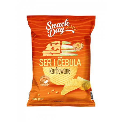 Crinkle cut potato chips "Snack day" cheese & onion, 150 g
