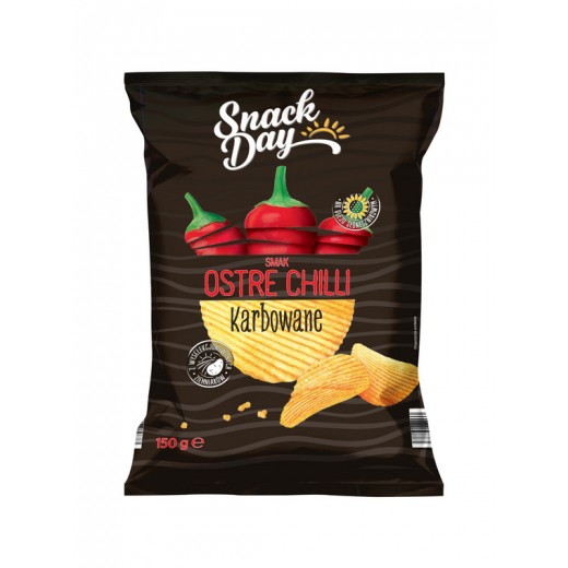 Crinkle cut potato chips "Snack day" spicy chili, 150 g