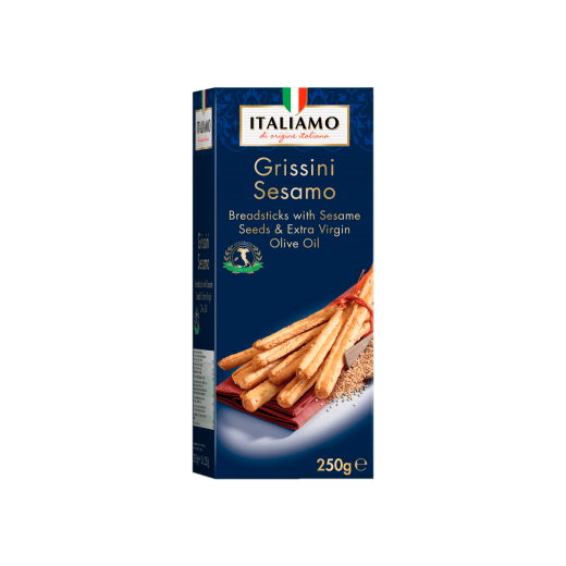 Grissini Sesamo Breadsticks with sesame seeds & olive oil “Italiamo”, 250 g
