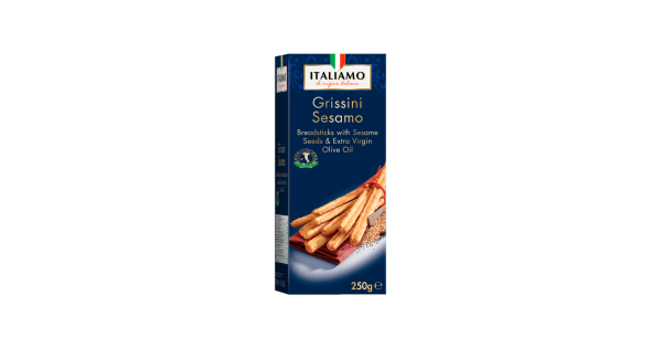 Grissini Sesamo Breadsticks with sesame seeds & olive oil “Italiamo”, 250 g | Italiamo, ab 25.01.