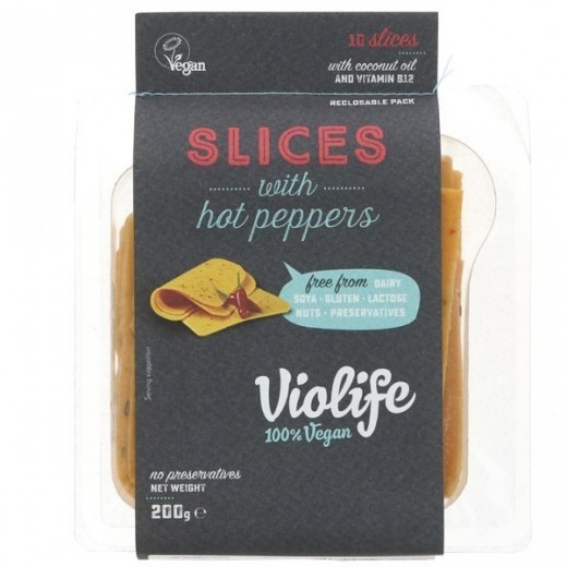 Vegan cheese slices with hot peppers "Violife", 200 g