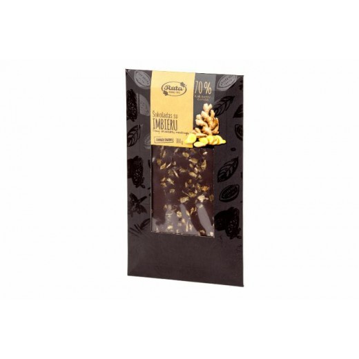 Dark chocolate with ginger “Ruta” 70% cocoa, 100 g