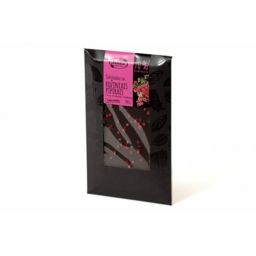 Dark chocolate with pink peppercorn “Ruta” 70% cocoa, 100 g