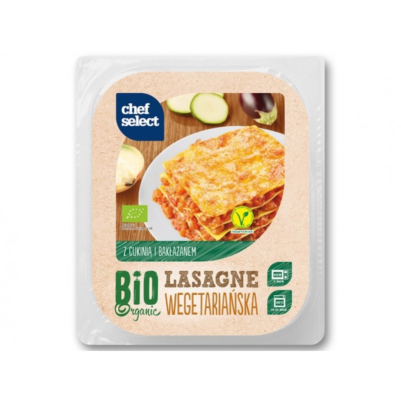 BIO Organic vegetarian lasagne with “Chef g Select”, eggplant 400 & zucchini