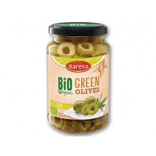 BIO Organic sliced green olives “Baresa”, 370 ml