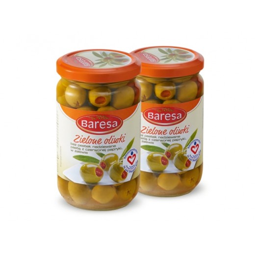 Green olives with paprika "Baresa", 314 ml