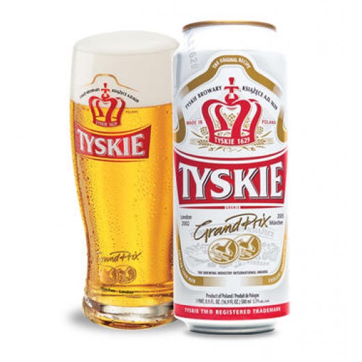 Light Blonde Pilsner Lager beer 5.3% "Tyskie" GrandPrix, 500 ml