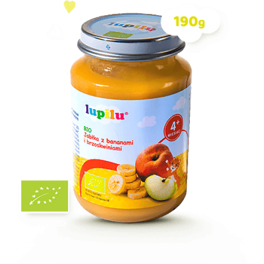 BIO Organic puree Apples, Bananas & Peaches, 190 g