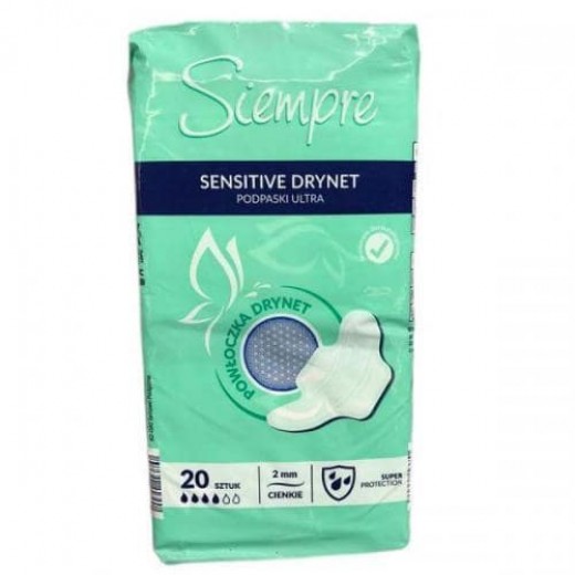 Sensitive Drynet pads with wings, 4 drops "Siempre", 20 pcs.