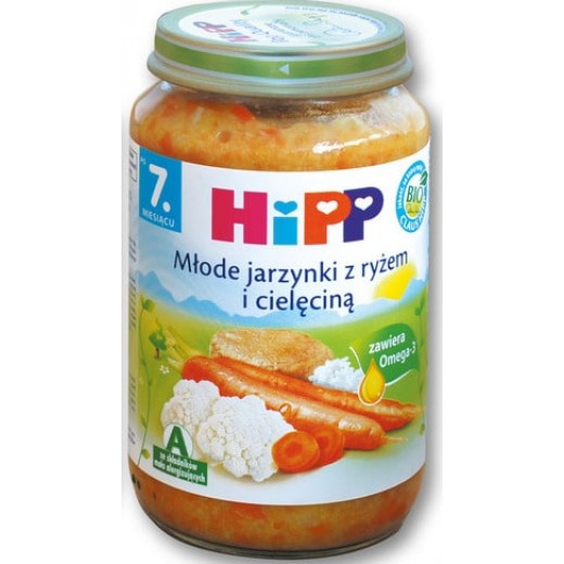 BIO Young vegetables with rice & veal "Hipp", 220 g