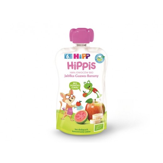 Organic fruit puree "Hippis" Apple, guava, banana, 100 g